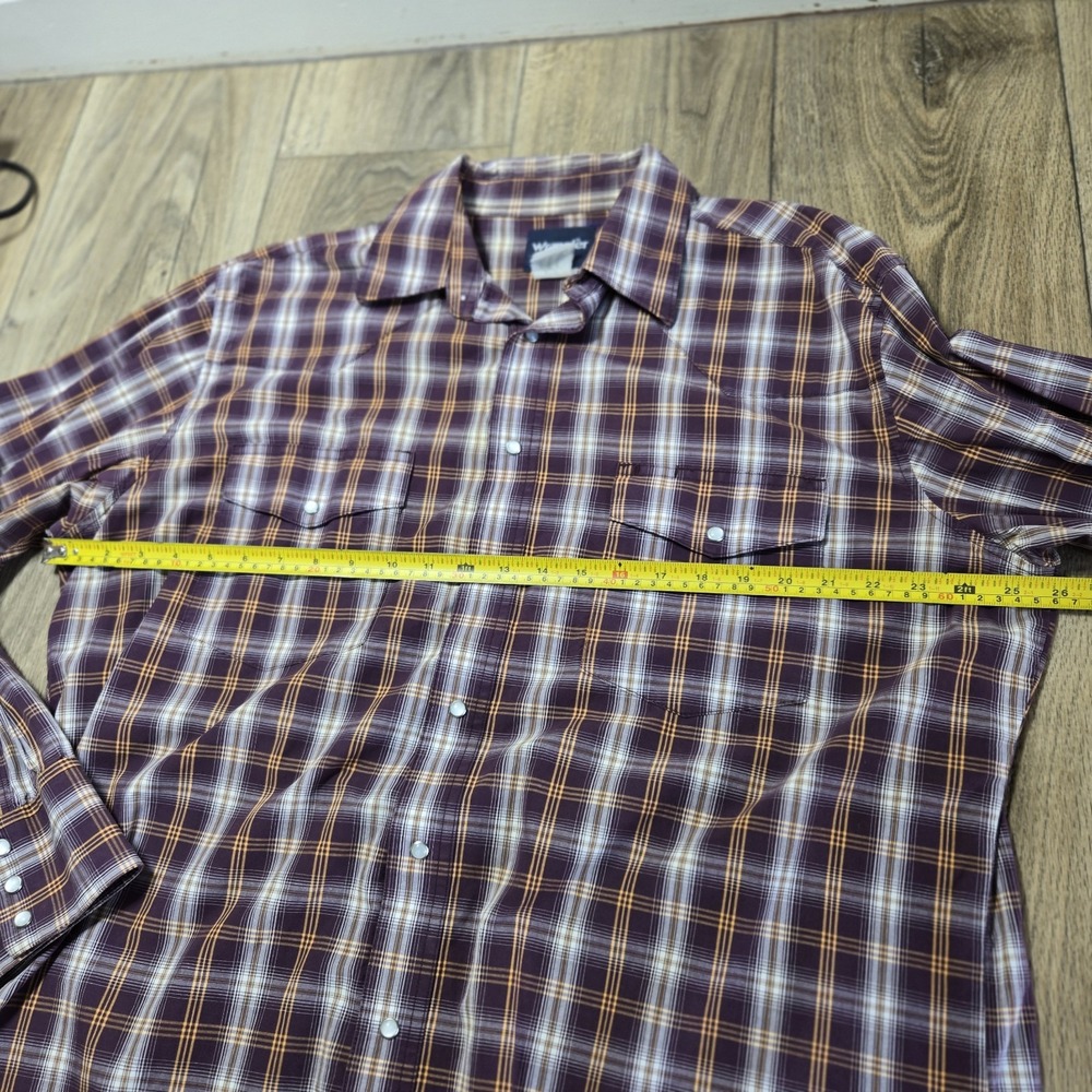 Vintage Wrangler Mens Purple‎ Plaid Pearl Snap Button Up Western Size XL Rodeo - Picture 5 of 11